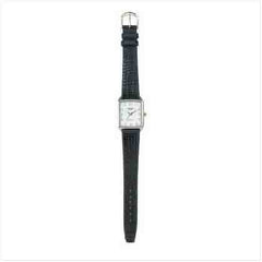 WHITE DIAL BLACK LEATHER WATCH