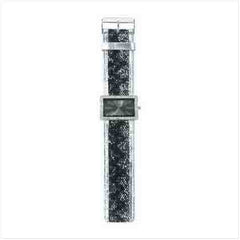 BLACK & SILVER JEWELED WATCH