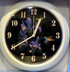 HUMMINGBIRD AND FLOWERS WALL CLOCK