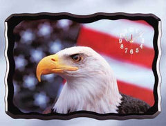 EAGLE AND AMERICAN FLAG WALL CLOCK