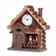 WOOD LOGHOUSE CLOCK